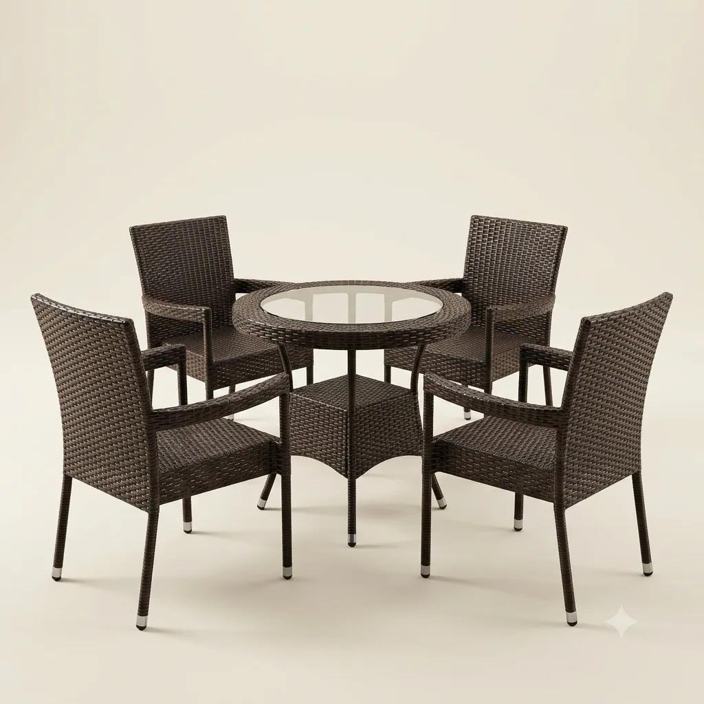 Regal Outdoor Rattan Wicker 5 Piece Dining Set - Arsh Furniture