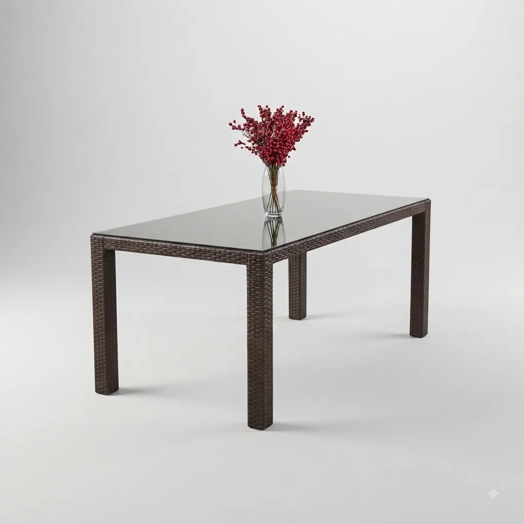 The Arsh Furniture Outdoor Rattan Wicker Dining Table Set 8 Chair 1 Table  — Model AE-46