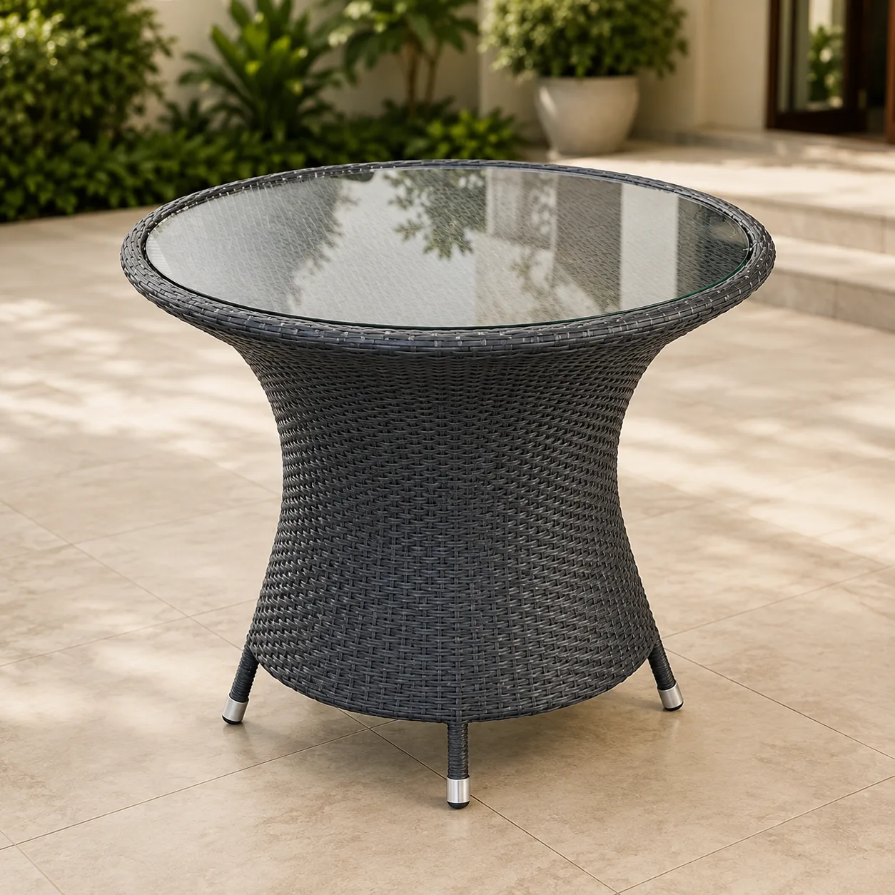 The Arsh Furniture Indoor Outdoor Rattan & Wicker 5 Piece Garden Dining Set 4 Chairs 1 Table  — Model AE-50 D-50 (4+1)
