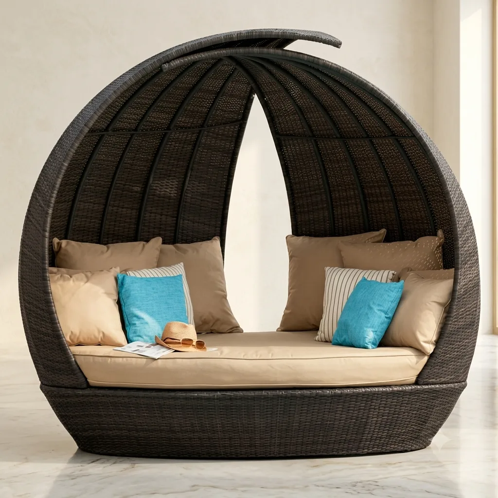 The Arsh Furniture Apple Shaped Outdoor Rattan & Wicker Daybed