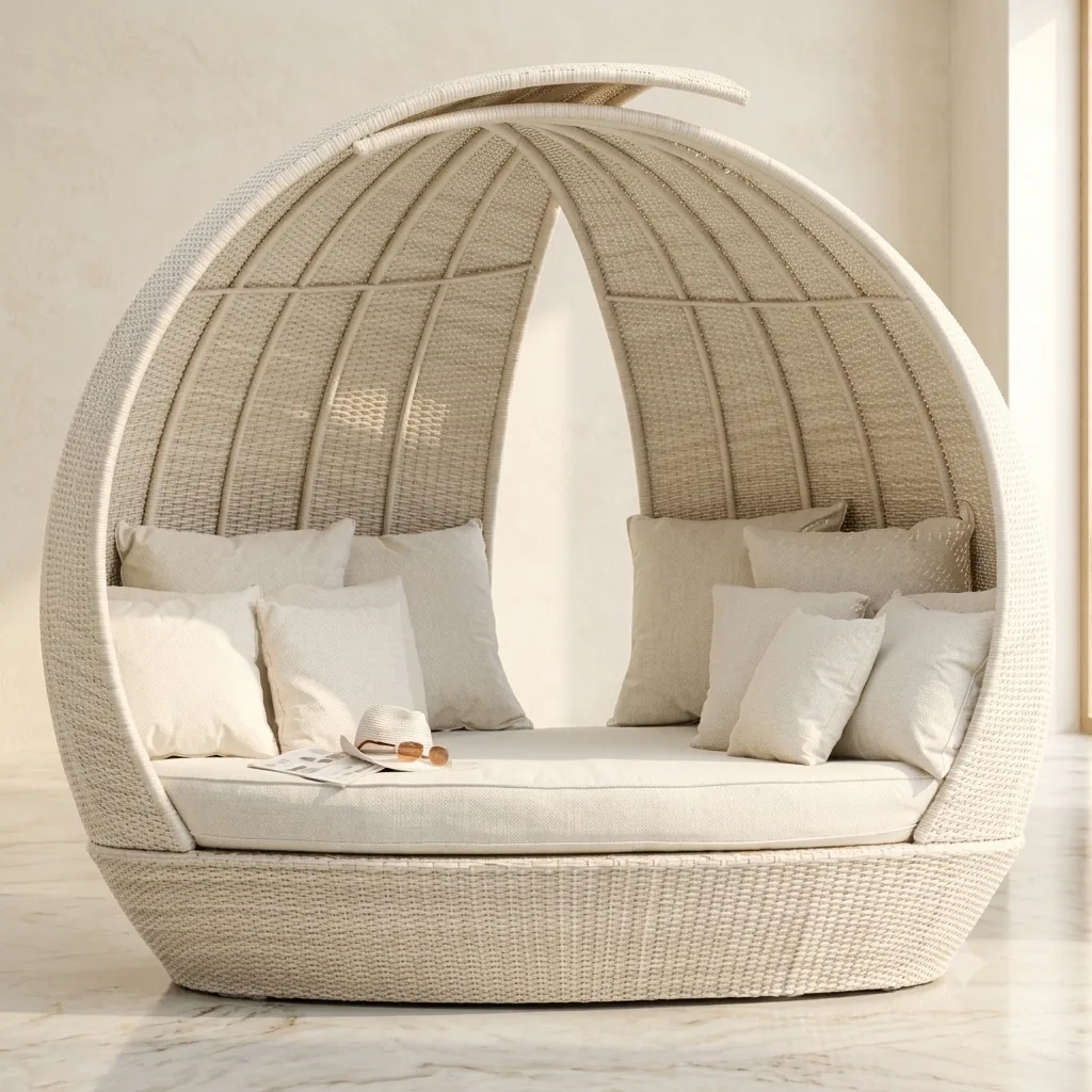 The Arsh Furniture Apple Shaped Outdoor Rattan & Wicker Daybed — Model AE-52