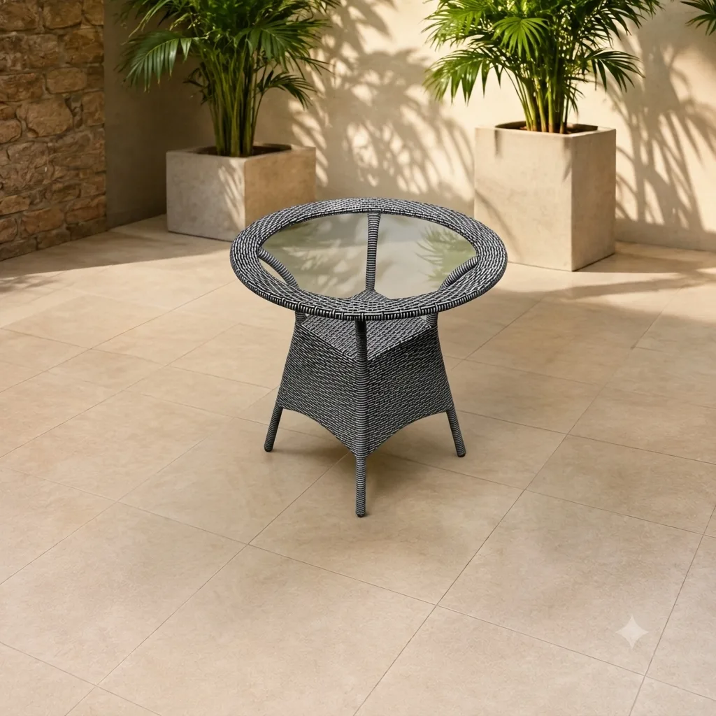 The Arsh Furniture Outdoor Rattan & Wicker 5 Peice Patio Dining Set 4 Chairs 1 Table — Model AE-65 (D-8)