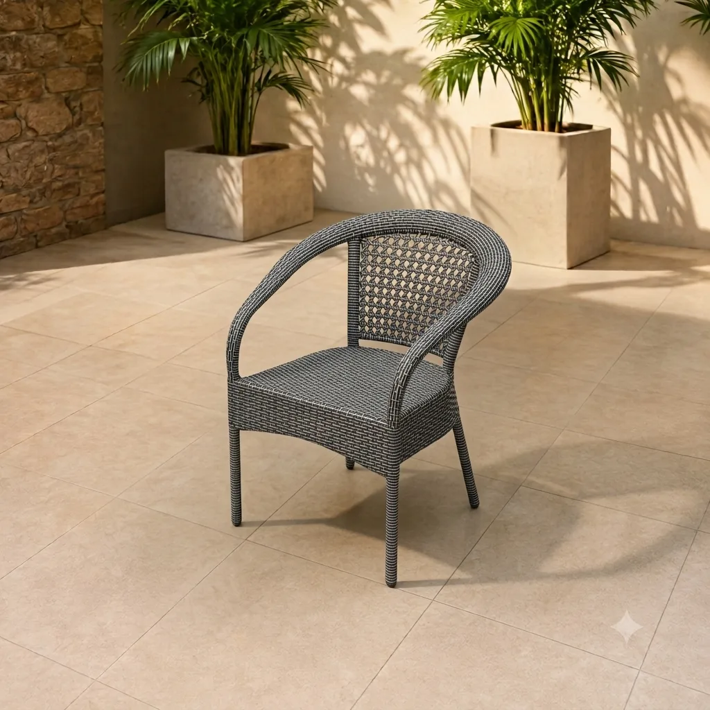 The Arsh Furniture Outdoor Rattan & Wicker 5 Peice Patio Dining Set 4 Chairs 1 Table — Model AE-65 (D-8)