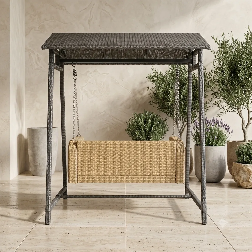 The Arsh Furniture Indoor Outdoor Rattan & Wicker 2 Seater Double Stand Palna Jhulla  — Model AE-55