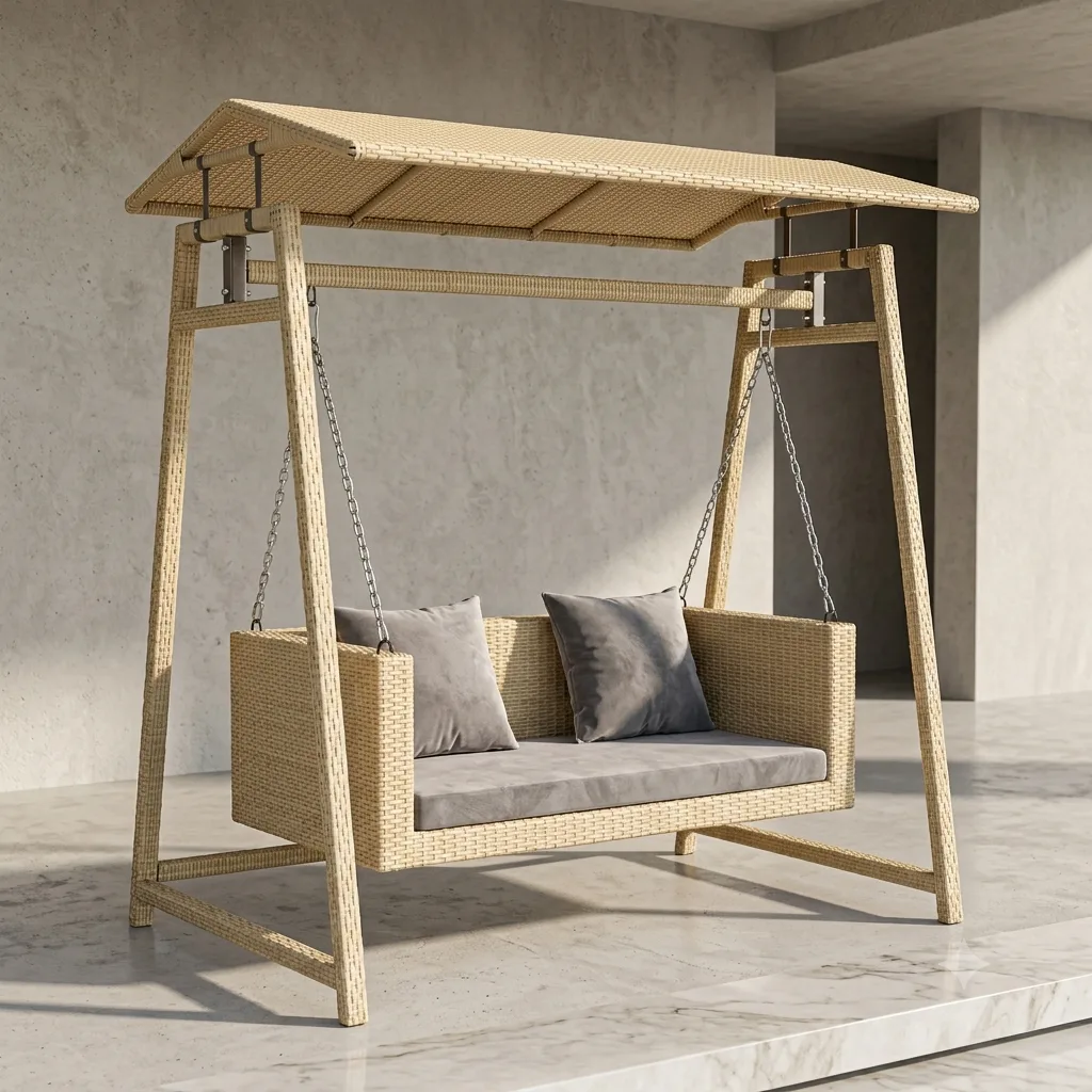 The Arsh Furniture Indoor Outdoor Rattan & Wicker 2 Seater Double Stand Palna Jhulla — Model AE-56