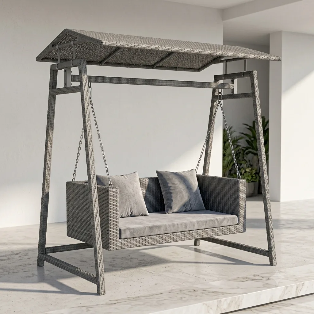 The Arsh Furniture Indoor Outdoor Rattan & Wicker 2 Seater Double Stand Palna Jhulla — Model AE-56