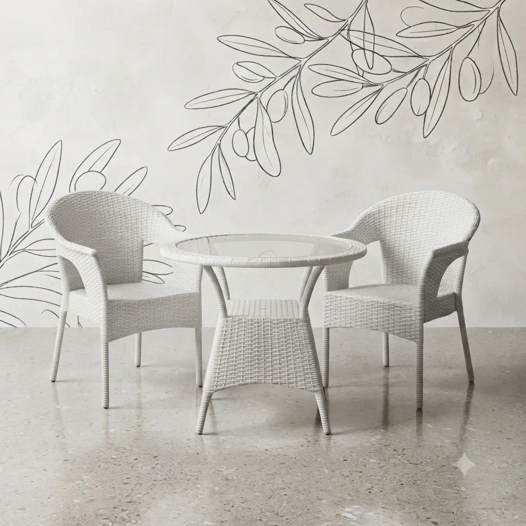 The Arsh Furniture Indoor Outdoor Rattan & Wicker 3 Piece Patio Dining Set 2 Chairs 1 Table — Model AE-64 (D-9)