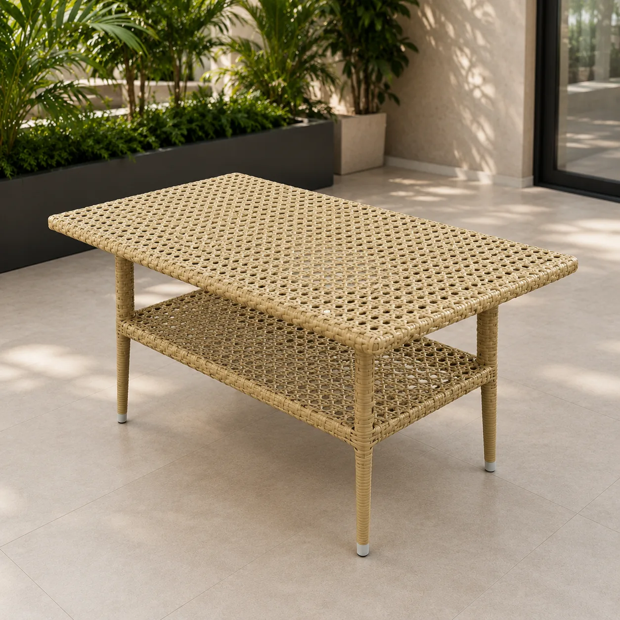 The Arsh Furniture Outdoor Rattan & Wicker 4 Seat Sofa Chairs 1 Table — Model AE-62