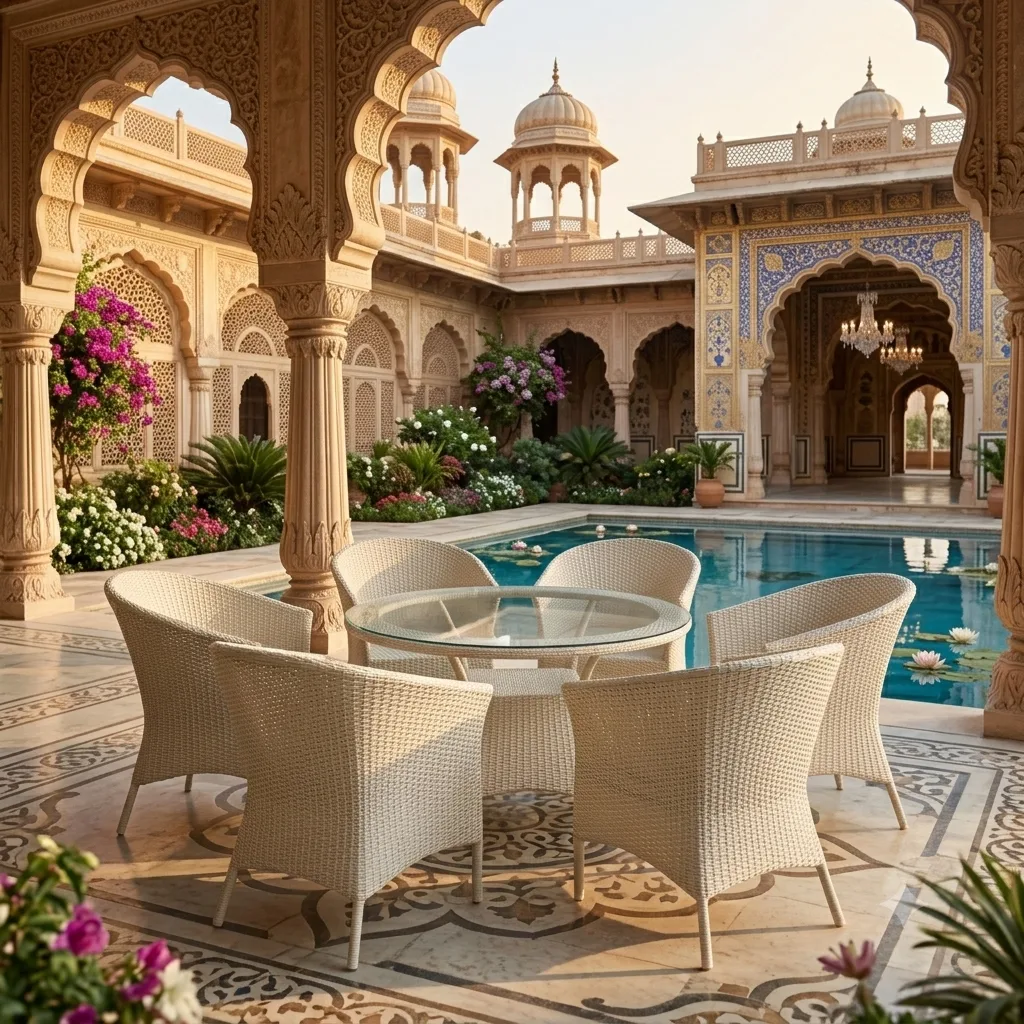 Outdoor Rattan & Wicker 7 Peice Patio Dining Set - Arsh Furniture 