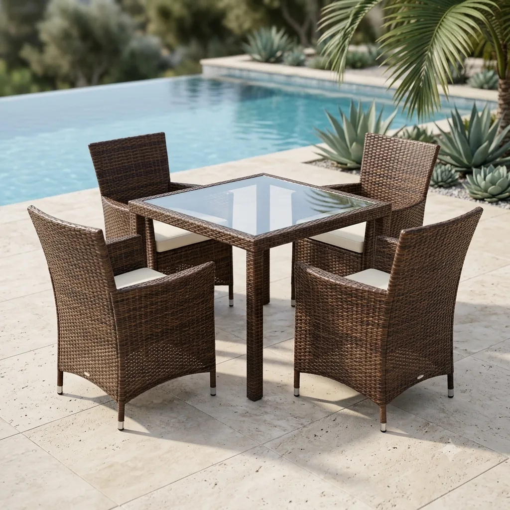 Outdoor Rattan & Wicker 5 Peice Dining Set - Arsh Furniture 