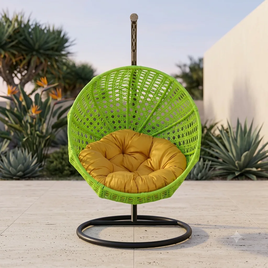 Hanging Swing Basket Egg Chair With Stand & Cushion - Arsh Furniture 