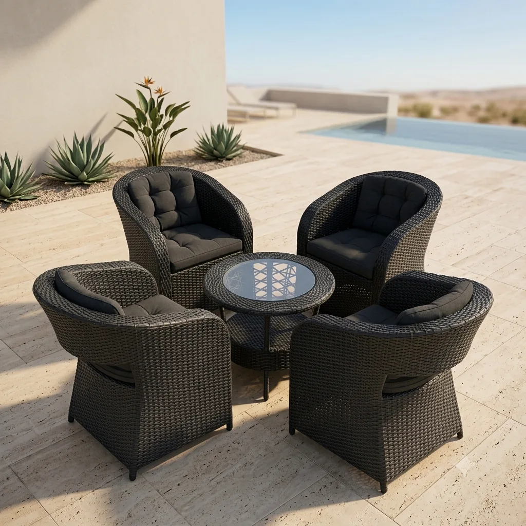Outdoor Rattan & Wicker 5 Peice Patio Dining Set - Arsh Furniture — Model AE-70