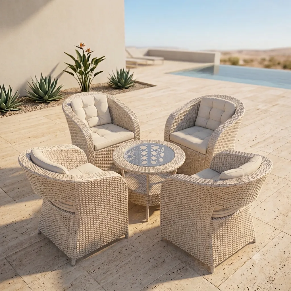 Outdoor Rattan & Wicker 5 Peice Patio Dining Set - Arsh Furniture — Model AE-70