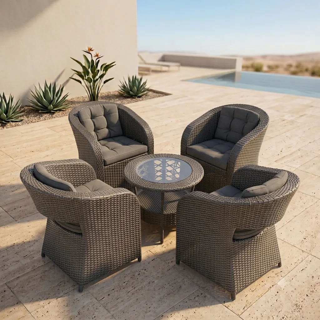 Outdoor Rattan & Wicker 5 Peice Patio Dining Set - Arsh Furniture — Model AE-70