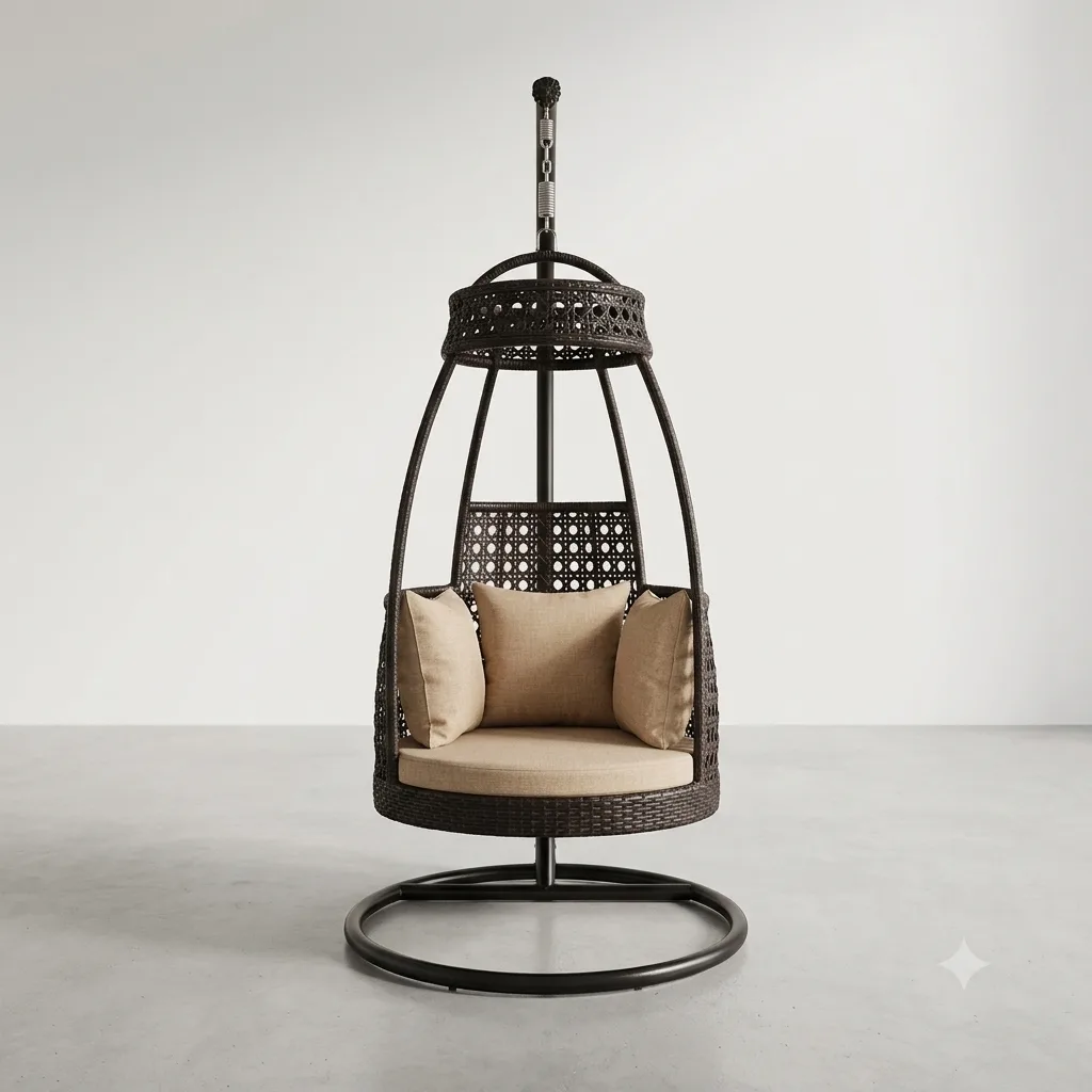 The Royal Pavilion Single Hanging Swing Chair With Stand & Cushion - Arsh Furniture