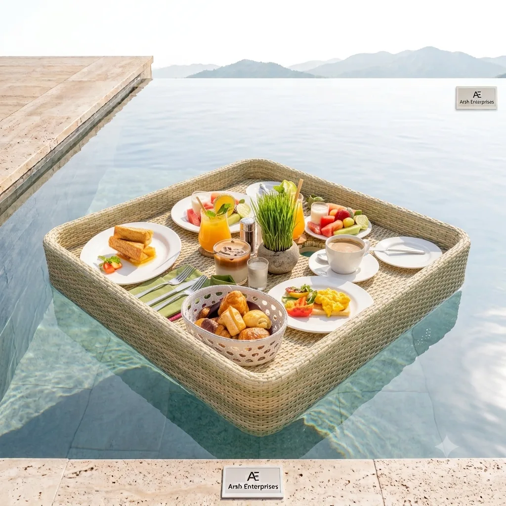 Luxury Rectangular Floating Breakfast Trays - Arsh Furniture 