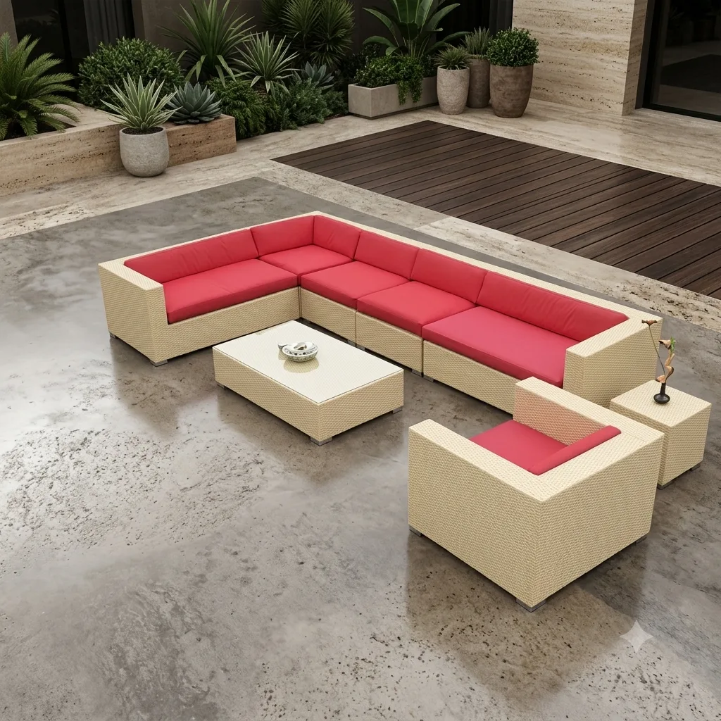 8 Seater L- Shape Outdoor Sofa Set Box Design With Side & Center Table - Arsh Furniture 
