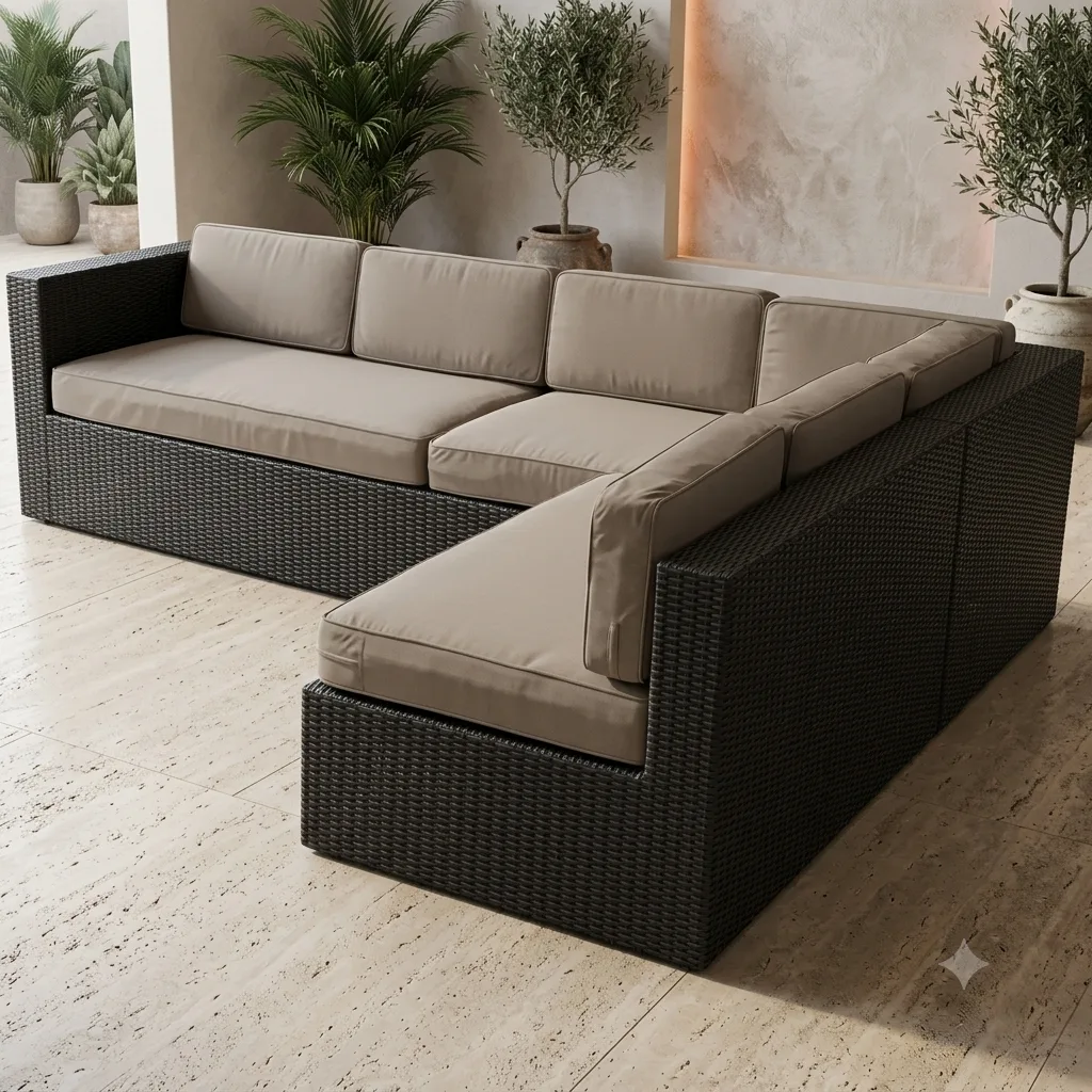 Outdoor Wicker L-Shaped Sectional Corner Sofa 8 Seater - Arsh Furniture 
