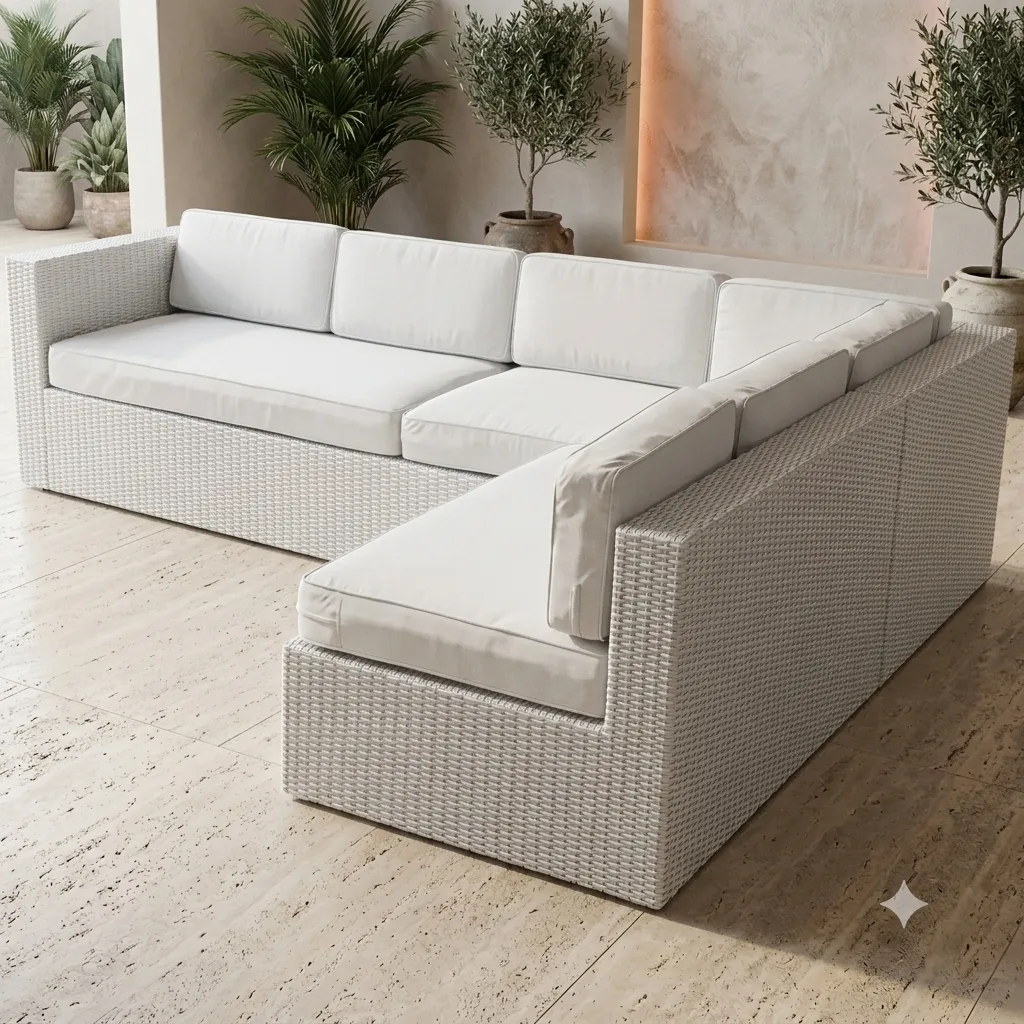Outdoor Wicker L-Shaped Sectional Corner Sofa 8 Seater - Arsh Furniture — Model AE-100