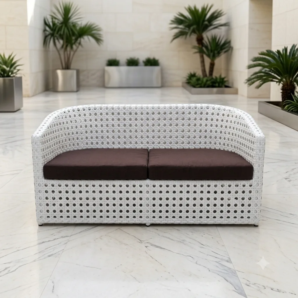 6-Piece Outdoor Eyelet Wicker Conversation Sofa Set - Arsh Furniture — Model AE-101