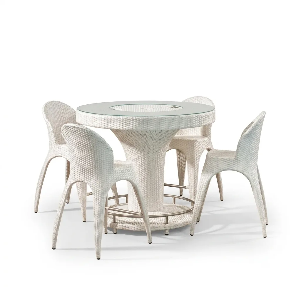 Outdoor/Wicker 4-Seater High Bar Dining Table & Chair Set - Arsh Furniture 