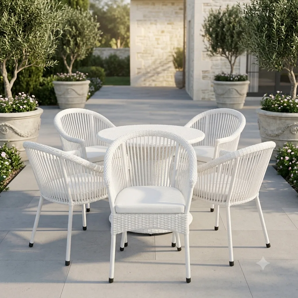 All-Weather Wicker/Rope Patio Dining Set -Arsh Furniture — Model AE-106